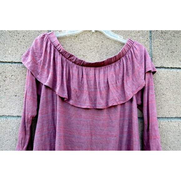 Blouse Anthropologie Dolan Left Coast Collection Off Shoulder Ruffle Top L Rayon - Picture 7 of 10